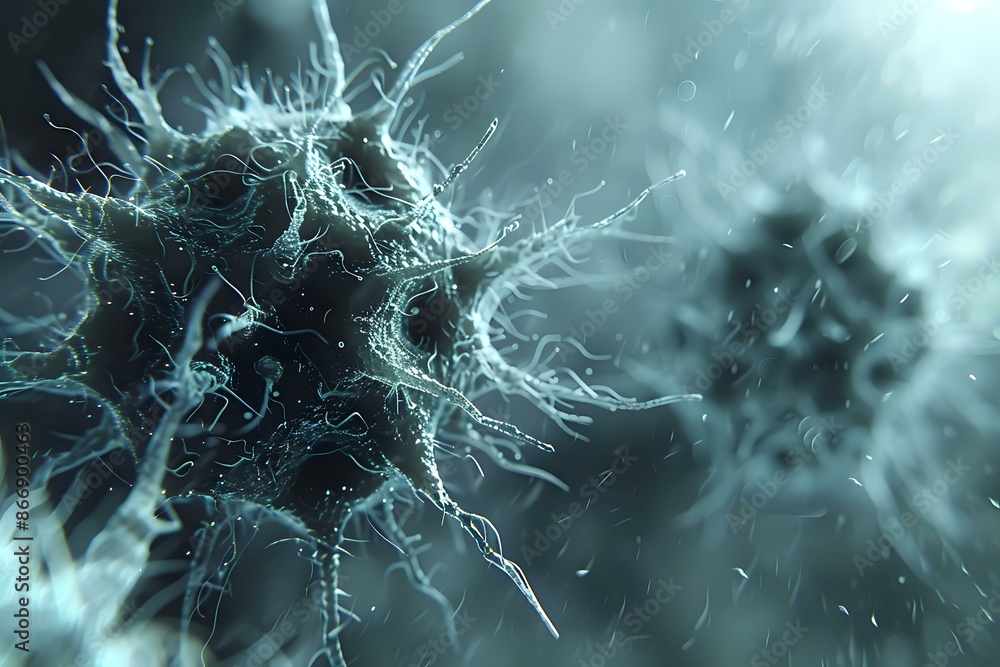 Close-up of microscopic virus particles with intricate details, perfect for medical and scientific illustrations, educational content, and health-themed designs. Close-up of microscopic virus particles with intricate details, perfect for medical and scientific illustrations, educational content, and health-themed designs.