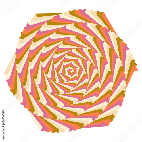 An abstract retro psychedelic spiral shape design element.