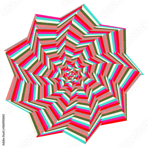 An abstract retro psychedelic spiral shape design element.