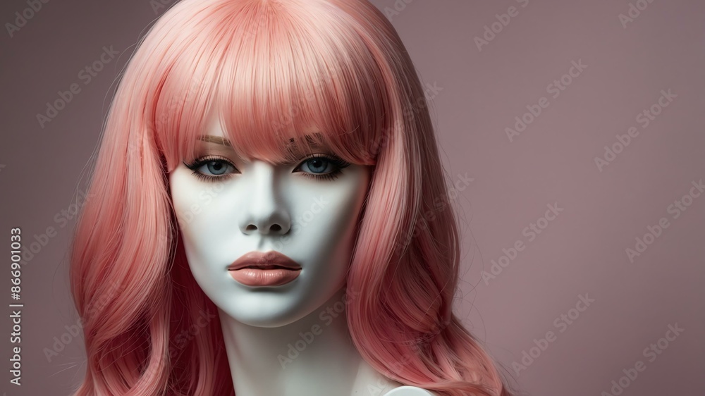 realistic photography of pastel pink long hair wig in background realistic photography of pastel pink long hair wig in background
