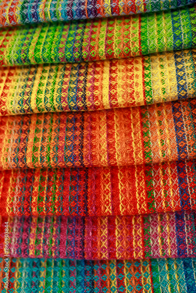 Cotton multi-colored towels close-up. Very bright colors Cotton multi-colored towels close-up. Very bright colors