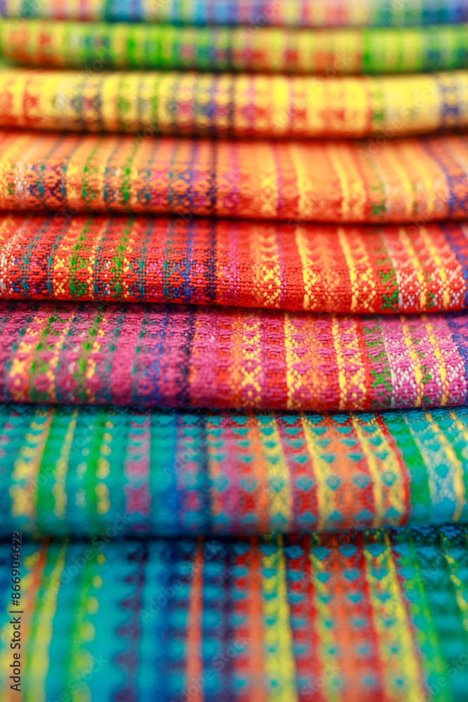 Cotton multi-colored towels close-up. Very bright colors Cotton multi-colored towels close-up. Very bright colors