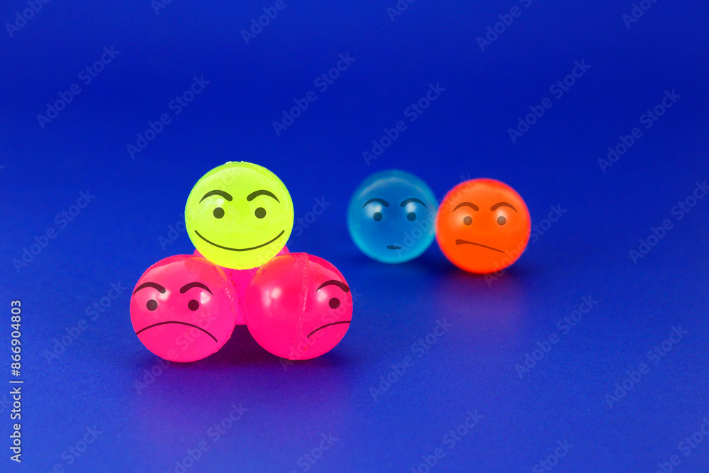 Colorful spheres with different facial expressions Colorful spheres with different facial expressions