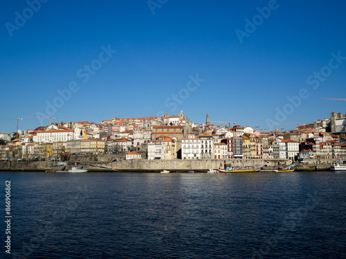 Oporto skyline with Douro River