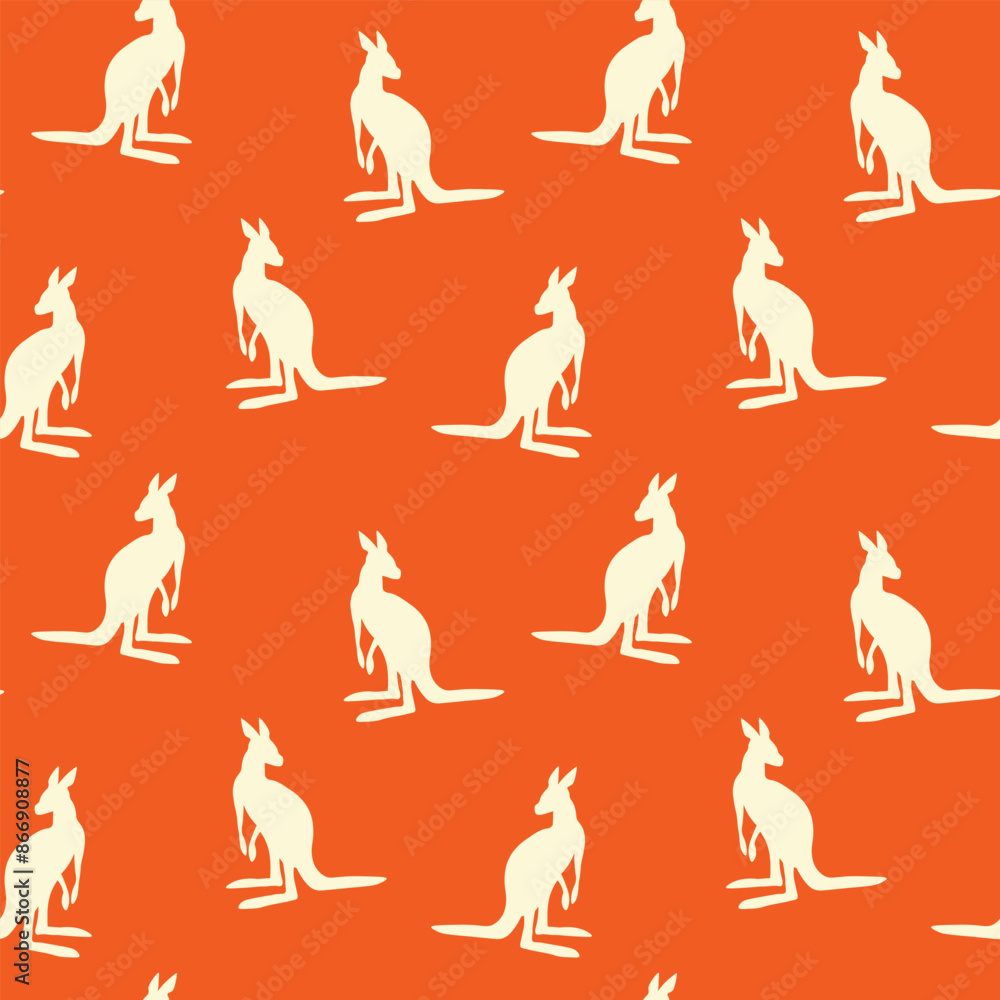 Seamless pattern with Kangaroo silhouette on color background. Vector illustration for card design, poster, fabric, textile. Pray for Australia and animals Seamless pattern with Kangaroo silhouette on color background. Vector illustration for card design, poster, fabric, textile. Pray for Australia and animals