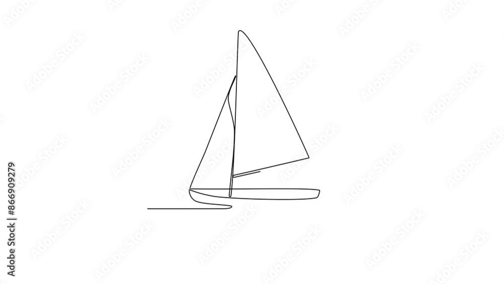 Animated self drawing of sailboat video design illustration. Sea transportation themes design concept with simple linear style. Sea transportation involve moving goods and people across body of water. Animated self drawing of sailboat video design illustration. Sea transportation themes design concept with simple linear style. Sea transportation involve moving goods and people across body of water.