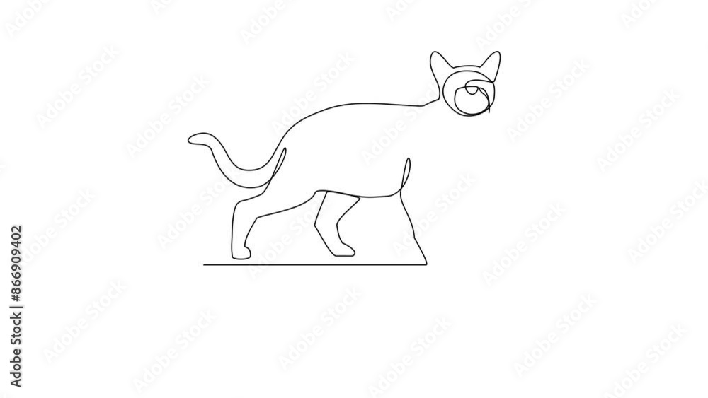 Animated self drawing of Burmese video design illustration. Type of Cats themes design concept with simple linear style vector. Cats are domesticated mammals, loyalty and companionship to humans. Animated self drawing of Burmese video design illustration. Type of Cats themes design concept with simple linear style vector. Cats are domesticated mammals, loyalty and companionship to humans.