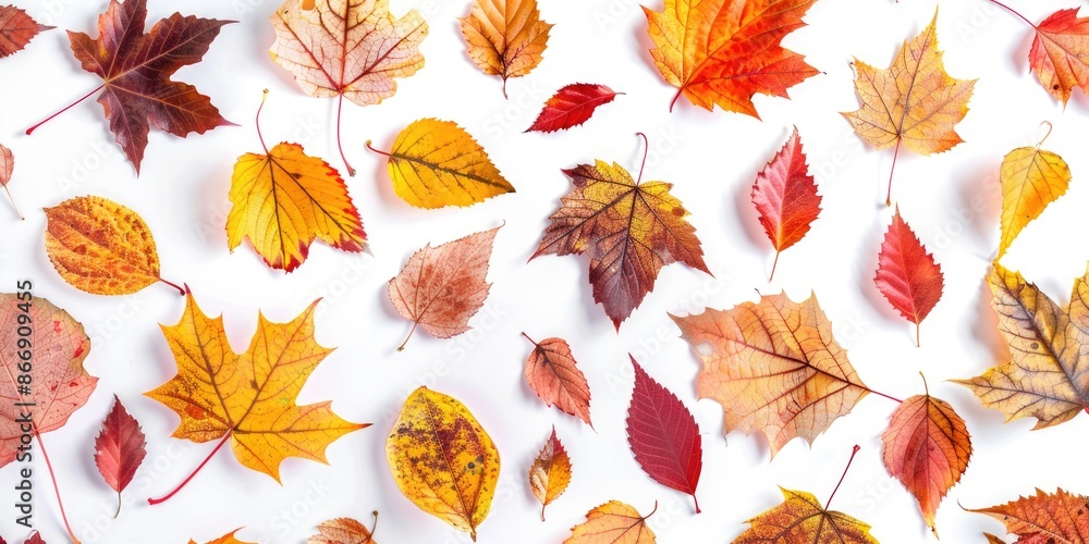 Obraz premium Colored Leaves on White Surface