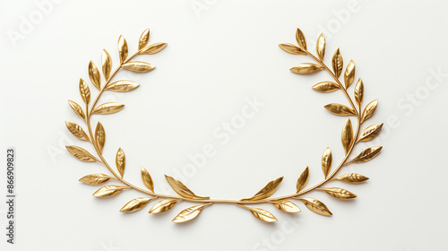 Golden laurel wreath symbol on a white background.

 photo