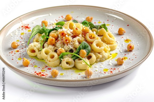 Cavatelli with Roasted Cauliflower and Chickpeas, Parmesan, and Fresh Greens