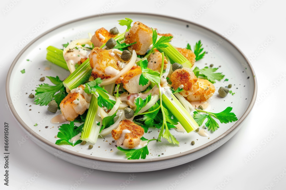 Gourmet Celery Root and Sweetbread Salad with Tangy Mayo Dressing