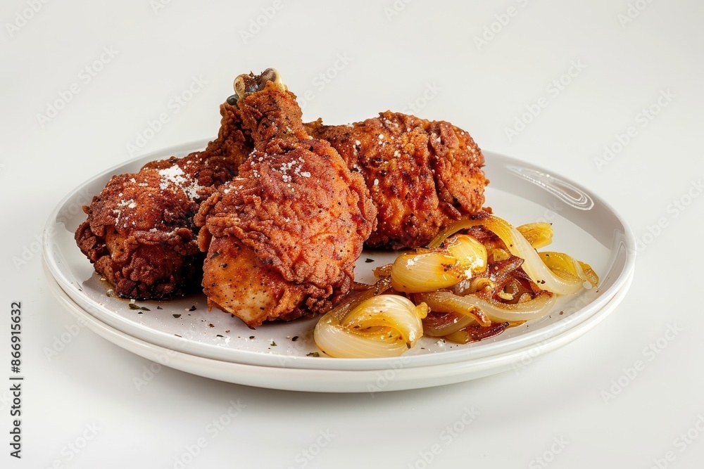 Golden Crispy Chalfonte Fried Chicken with Caramelized Onions Golden Crispy Chalfonte Fried Chicken with Caramelized Onions