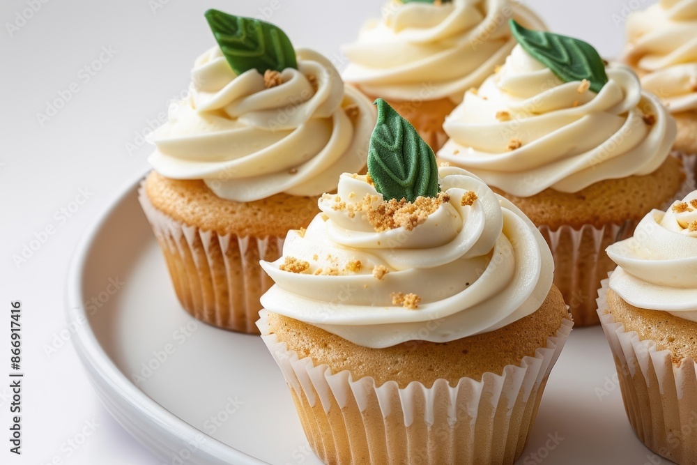 Champagne Cupcakes with Smooth Buttercream Frosting and Green Gum Paste Leaves Champagne Cupcakes with Smooth Buttercream Frosting and Green Gum Paste Leaves