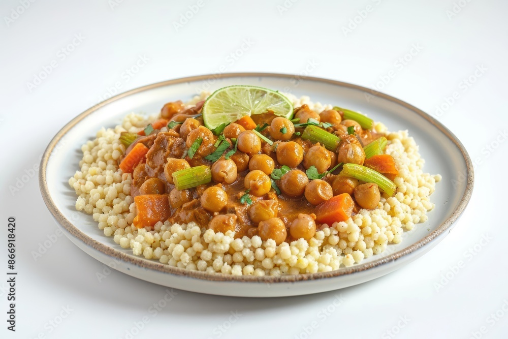 Flavorful Chana Masala on Fluffy Couscous with Creamy Coconut Sauce Flavorful Chana Masala on Fluffy Couscous with Creamy Coconut Sauce