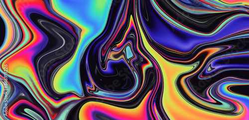 Psychedelic trippy abstract background with curved acid stains.