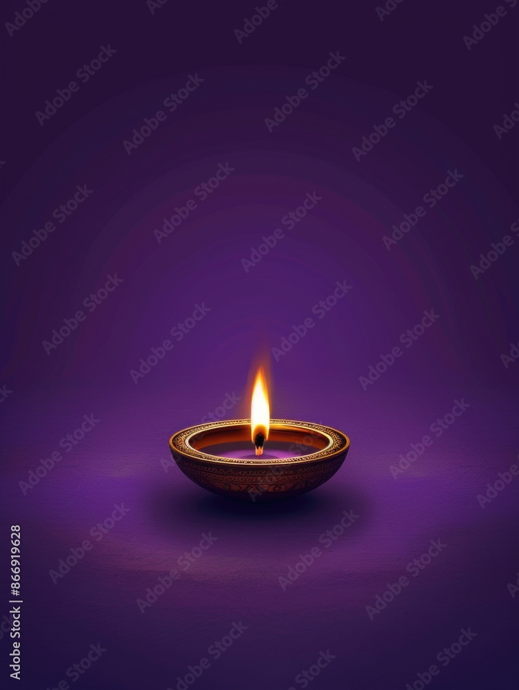 Lit Candle on Purple Background Lit Candle on Purple Background