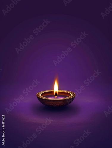 Lit Candle on Purple Background