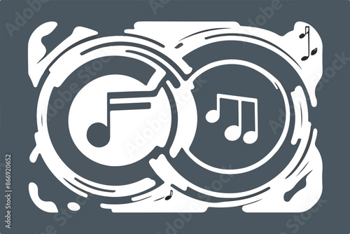 Grunge hand draw shape music notes, icon isolated vector editable lOGO