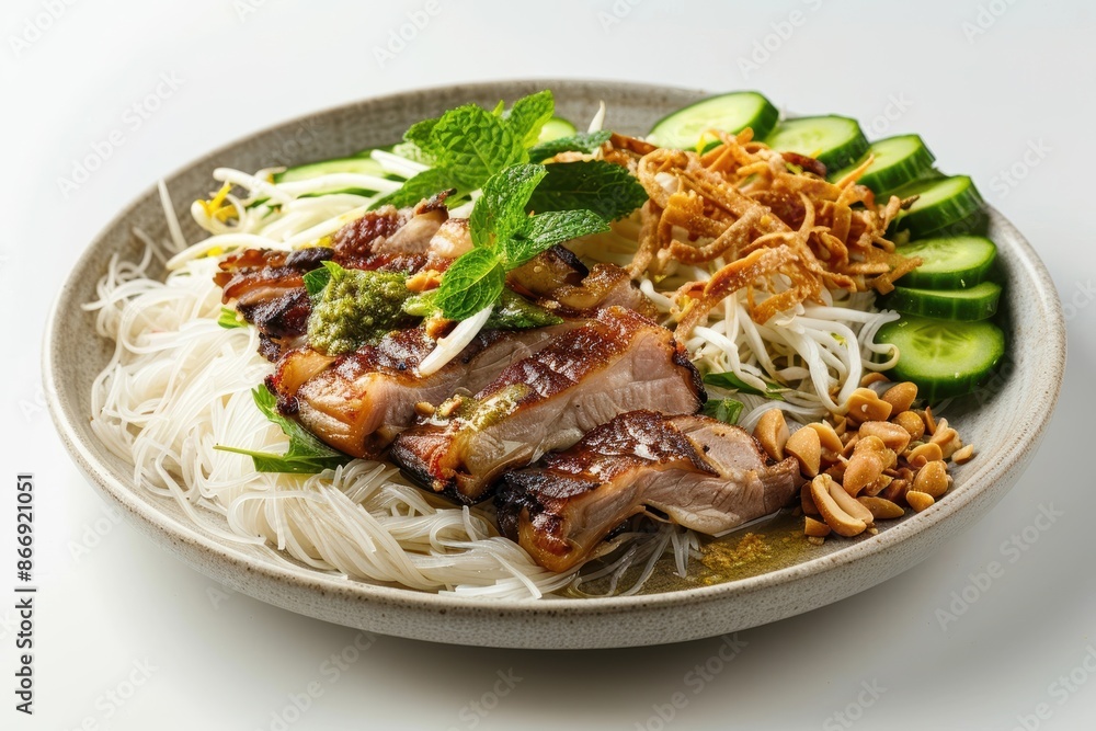Bun Thit Nuong: Flavorful Grilled Pork Vermicelli Bowl with Fresh Mint Bun Thit Nuong: Flavorful Grilled Pork Vermicelli Bowl with Fresh Mint