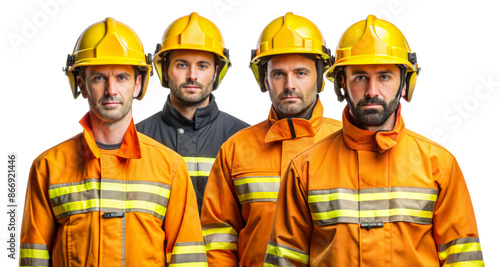 Group of firefighters in uniform isolated on transparent background © David