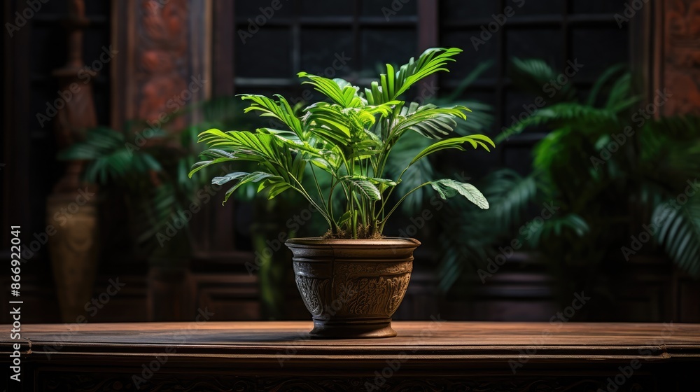 Beautiful arrangement a glowing houseplant in a room Beautiful arrangement a glowing houseplant in a room