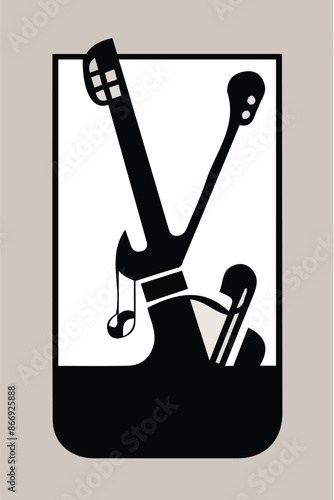 Grunge hand draw shape music notes, icon isolated vector editable lOGO