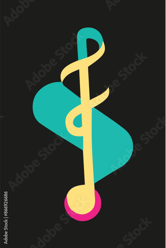 Grunge hand draw shape music notes, icon isolated vector editable lOGO photo