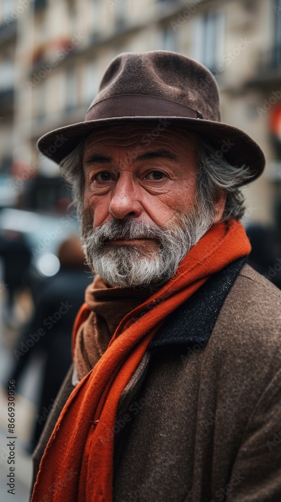 Middle-aged French man with a stylish hat Middle-aged French man with a stylish hat
