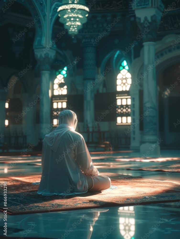 Man sitting in a mosque Man sitting in a mosque