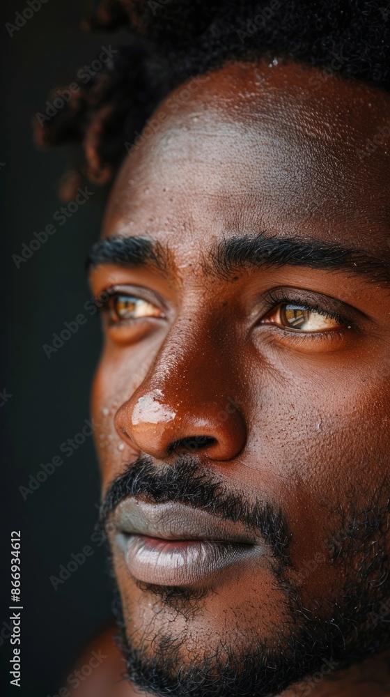 Close-up of an African-American man with a thoughtful look Close-up of an African-American man with a thoughtful look