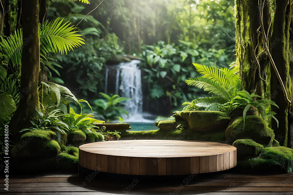 Background podium jungle product platform 3D green wood display pedestal. Background podium jungle tree nature leaf tropical cosmetic summer forest plant garden stage water presentation stone table. Background podium jungle product platform 3D green wood display pedestal. Background podium jungle tree nature leaf tropical cosmetic summer forest plant garden stage water presentation stone table.