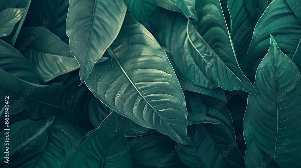 Green tropical plant close-up Green tropical plant close-up
