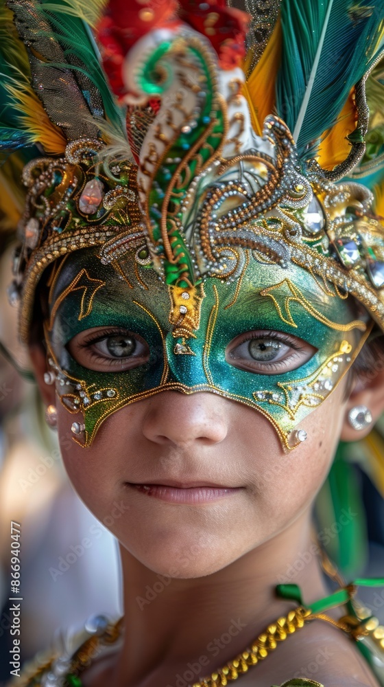 Brazilian teenager with a carnival mask, looking festive Brazilian teenager with a carnival mask, looking festive