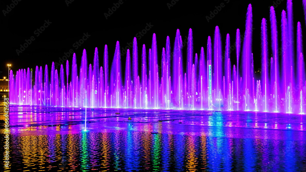 arafed fountain of water with colorful lights in a lake arafed fountain of water with colorful lights in a lake