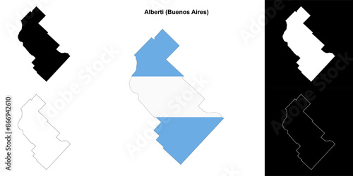 Alberti department (Buenos Aires) outline map set