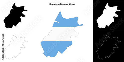 Baradero department (Buenos Aires) outline map set
