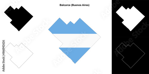 Balcarce department (Buenos Aires) outline map set