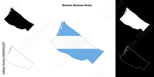 Berisso department (Buenos Aires) outline map set