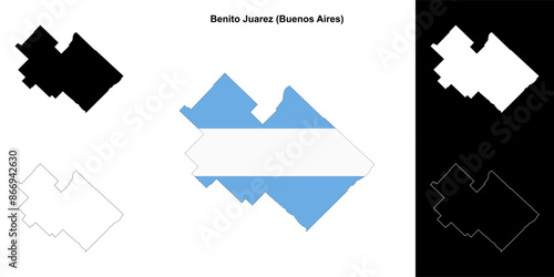 Benito Juarez department (Buenos Aires) outline map set