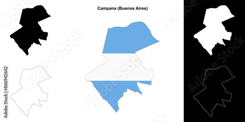 Campana department (Buenos Aires) outline map set