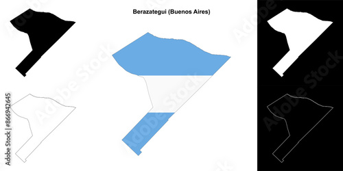 Berazategui department (Buenos Aires) outline map set