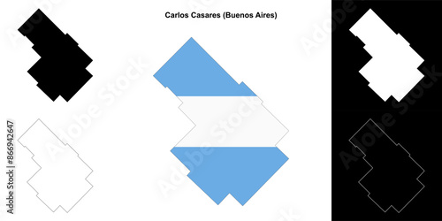 Carlos Casares department (Buenos Aires) outline map set