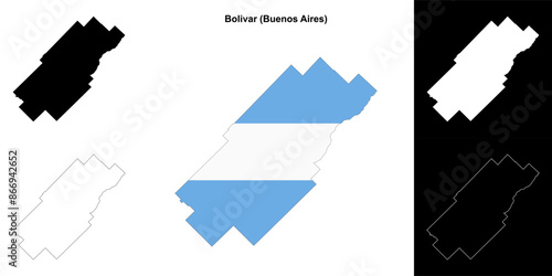 Bolivar department (Buenos Aires) outline map set