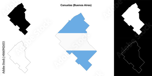 Canuelas department (Buenos Aires) outline map set