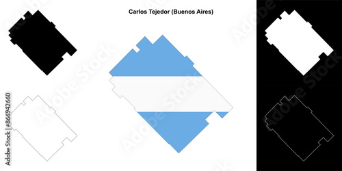 Carlos Tejedor department (Buenos Aires) outline map set