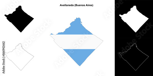 Avellaneda department (Buenos Aires) outline map set