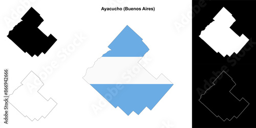 Ayacucho department (Buenos Aires) outline map set