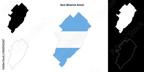 Azul department (Buenos Aires) outline map set