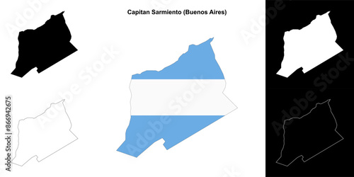 Capitan Sarmiento department (Buenos Aires) outline map set