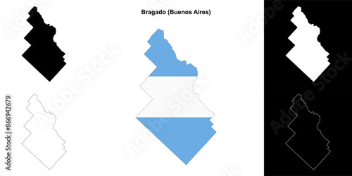 Bragado department (Buenos Aires) outline map set